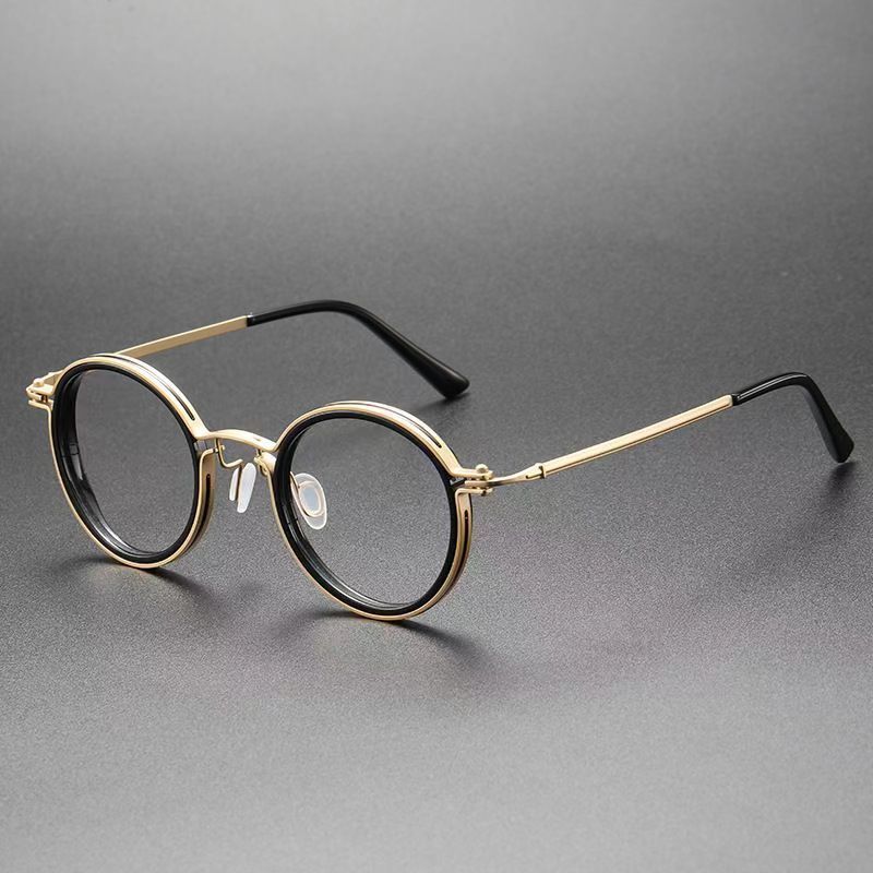 Adults Reading Glasses Round Frame Anti Blue Light Metal PC Frame Retro Eyewear Patterned Lens Readers