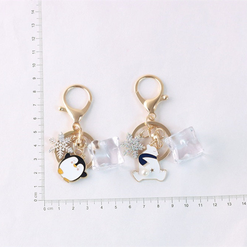 Animal Keychain Cute Polar Bear And Penguin Iceberg Drip Oil Alloy Key Chain Decoration Accessory Gift Idea US