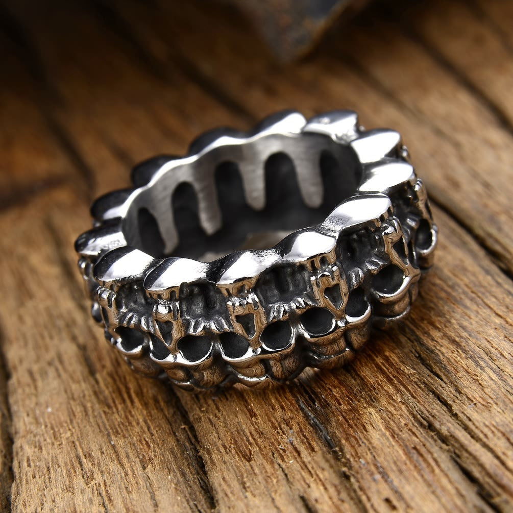 Mens Skull Shape Ring Punk Fashion Titanium Steel Electroplated Durable Statement Jewelry Accessory Collection