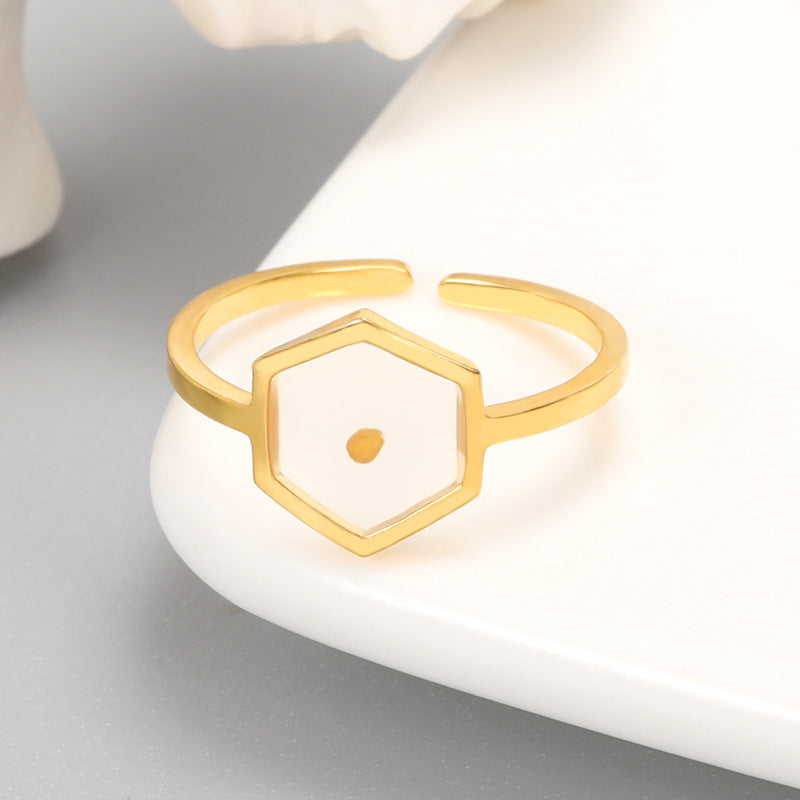 Adjustable Geometric Ring Copper Gold Silver Hexagon Ring For Women And Girls Trendy Fashion Jewelry Trending