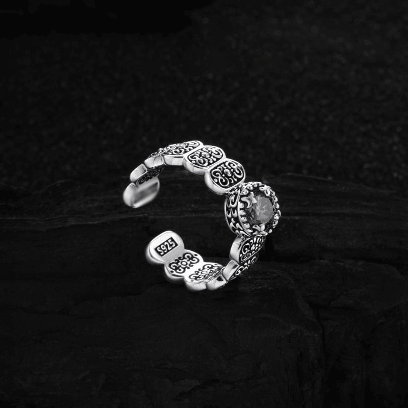 Adjustable Copper Ring Retro Geometric Design Chic Jewelry