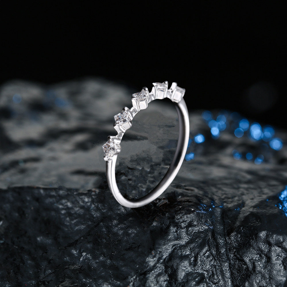 Square Zirconia Copper Ring for Women Hand Polished Electroplated Jewelry Elegant Accessory Gift for Girls Everyday Use