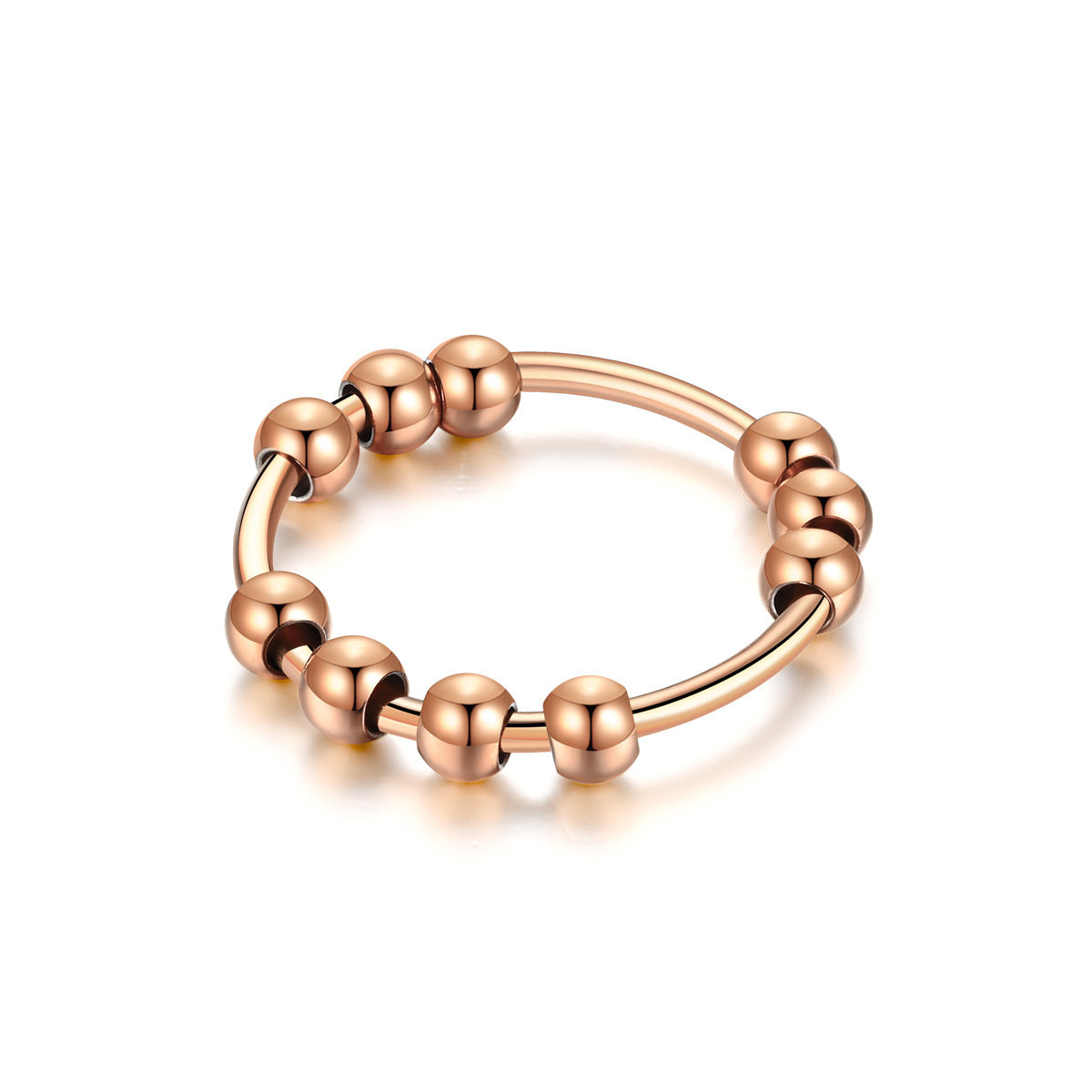 Womens Stainless Steel Geometric Ring With Round Bead Design Band For Everyday Wear In Steel Gold Simple Look