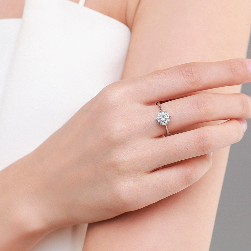 Womens Ring Sterling Silver Gold Plated Simulated Diamond Classic Design 925 Silver Artificial Gemstone Jewelry