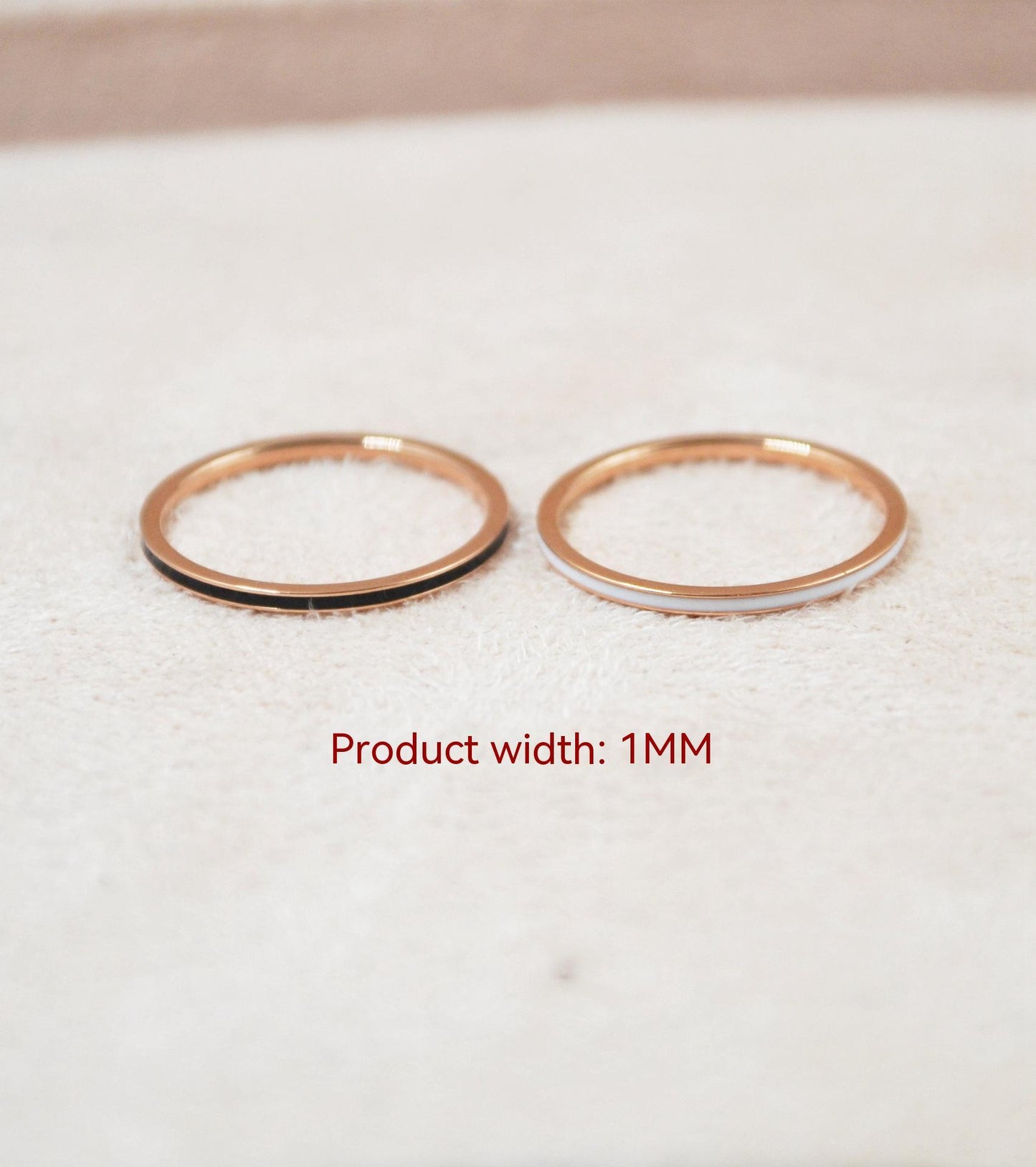 Womens Titanium Steel Ring Epoxy Enamel Rose Gold Plated Minimalist Band Jewelry For Her Sizes 5 6 7 8 9 10 Gift