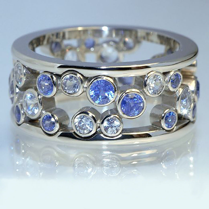 Zircon Openwork Circle Ring Gold Plated Copper Geometric