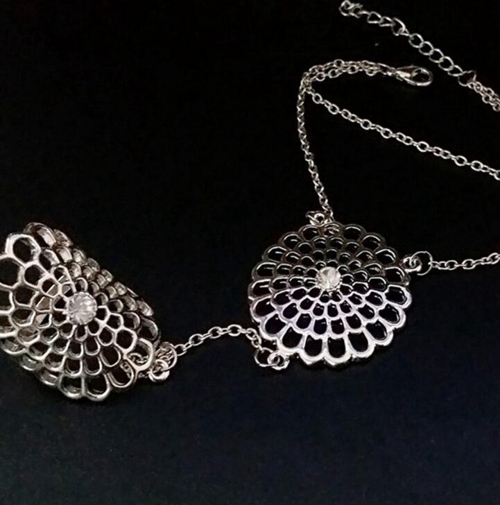 Geometric Bracelet With Hollow Flower Dreamcatcher Link Alloy Electroplate Fashion Jewelry For Women And Girls