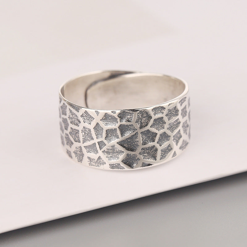 Womens Sterling Silver Ring Irregular Wave Design Retro Style Fashion Jewelry For Women Polished Finish Fine Craft