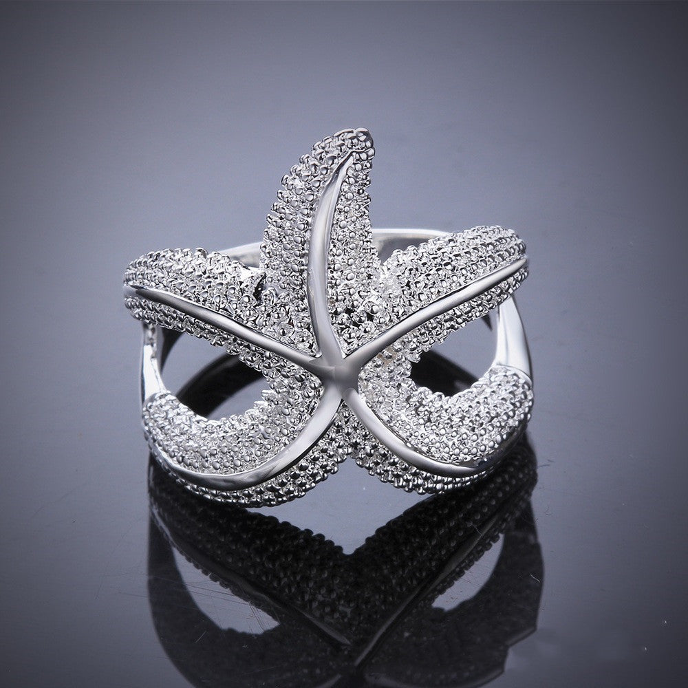 Silver Plated Starfish Ring For Women And Girls Fashion Korean Style Exquisite Star Jewelry Gift For Every Occasion