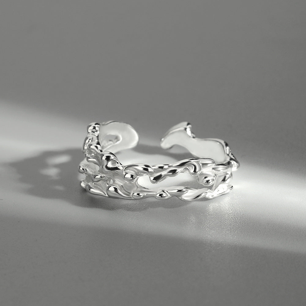 Adjustable Gold Plated Copper Ring Leaf Design And Gemstones Irregular Opening For Women And Men Fashion Style