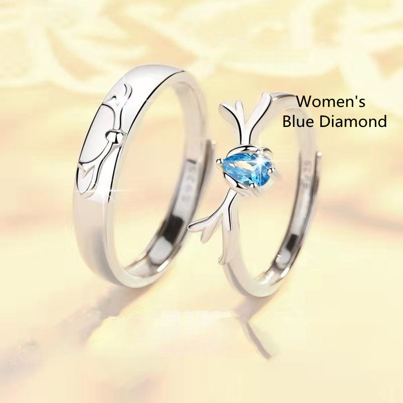 Couple Rings Adjustable Opening Silver Matching Rings For Men And Women With Zodiac Animal Design Ideal Gift For Couples