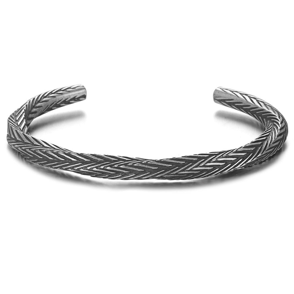 Mens Titanium Steel Bracelet Twist Knot Design Electroplated Retro Thorn Bangle Jewelry Gift Style Pro For Men