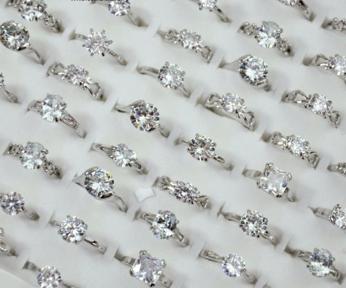 Geometric Ring With Rhinestones Silver Plated Alloy Ring Trendy Pattern Statement Ring Gift For Her Alloy Ring