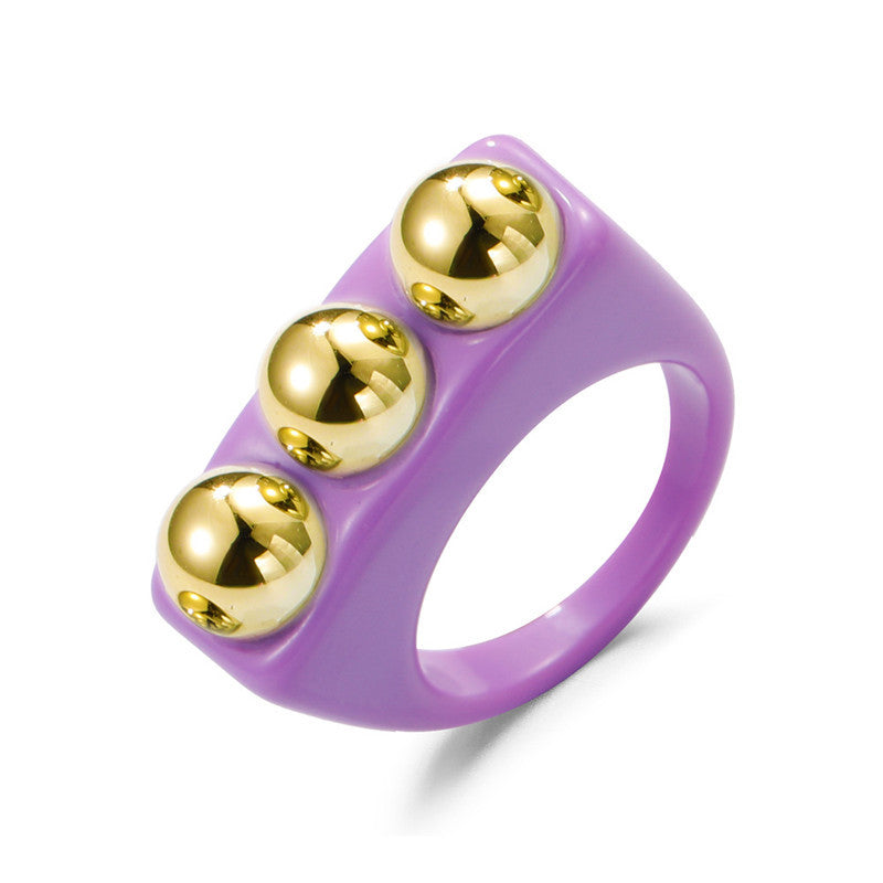 Geometric Acrylic Resin Ring For Women Candy Color Statement Jewelry Style Fashion Ring Personalizable Gift Everyday