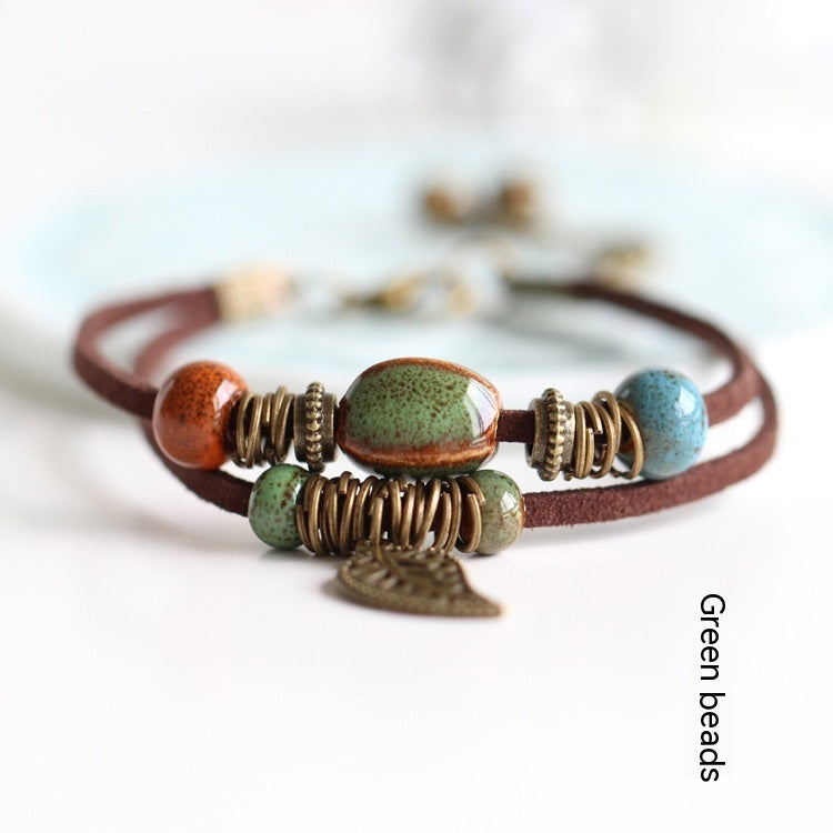 Bohemian Ceramic Woven Beaded Bracelet Circular Design Adjustable Length for Women Boho Bracelet Accessory Today