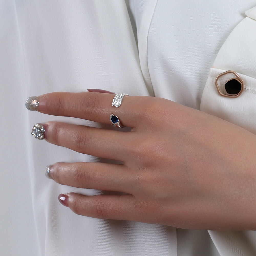 Adjustable Index Finger Ring Blue Zircon Gold Plated Copper U Shaped Fashion Ring For Women And Men For Fashion Lovers