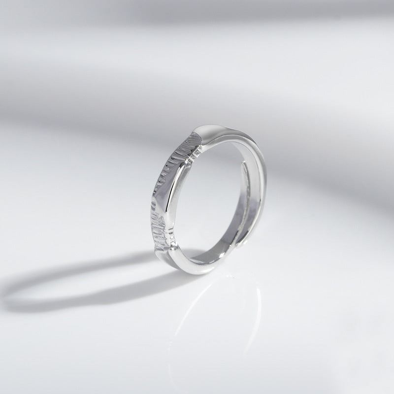 Adjustable Copper Couple Rings Mountain River Geometric Texture Rings For Lovers Matching Set For Couples Gift