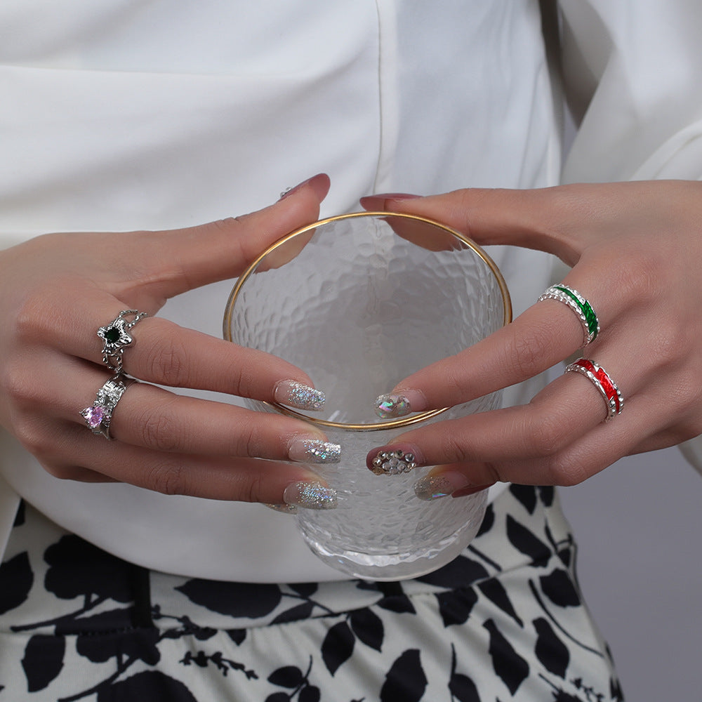 Copper Gold Plated Ring Gemstone Inlay Irregular Design