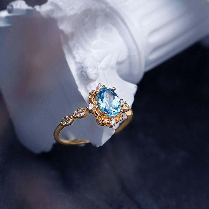 Womens Rings S925 Sterling Silver Gold Plated Geometric Ring Diamond Inlaid Anniversary Jewelry Everyday Wear