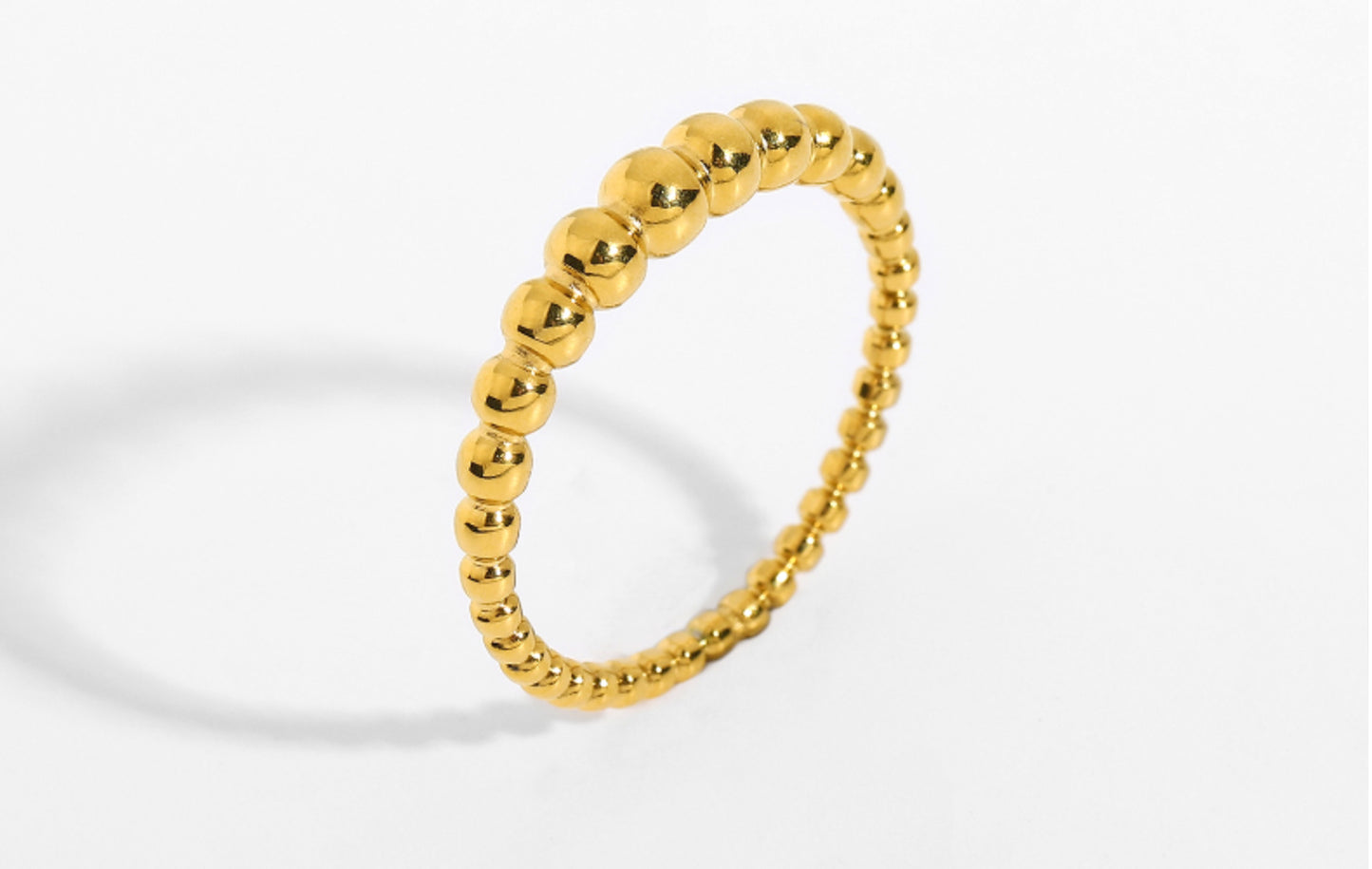 Womens Stainless Steel Ring with Small Dot Design 18K Gold Plated Chic Mini Ring European And American INS Geometric Ring Jewelry Gift for Her