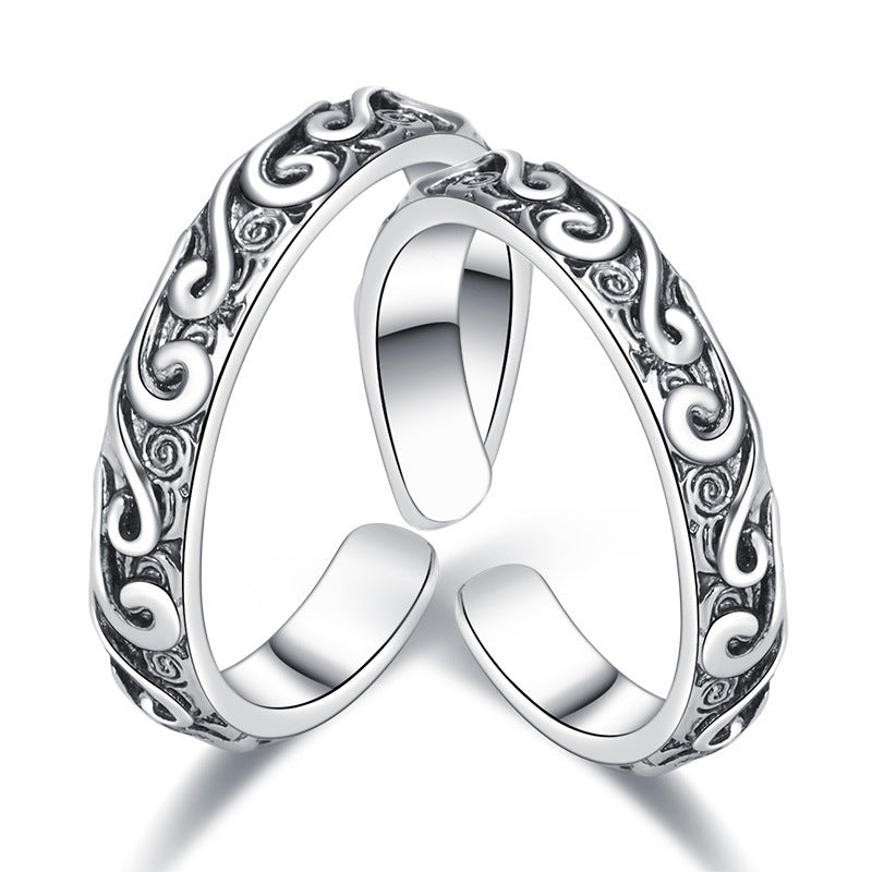 Couple Copper Rings Set Adjustable His Hers Geometric Design With Electroplated Finish Stylish Jewelry Couples