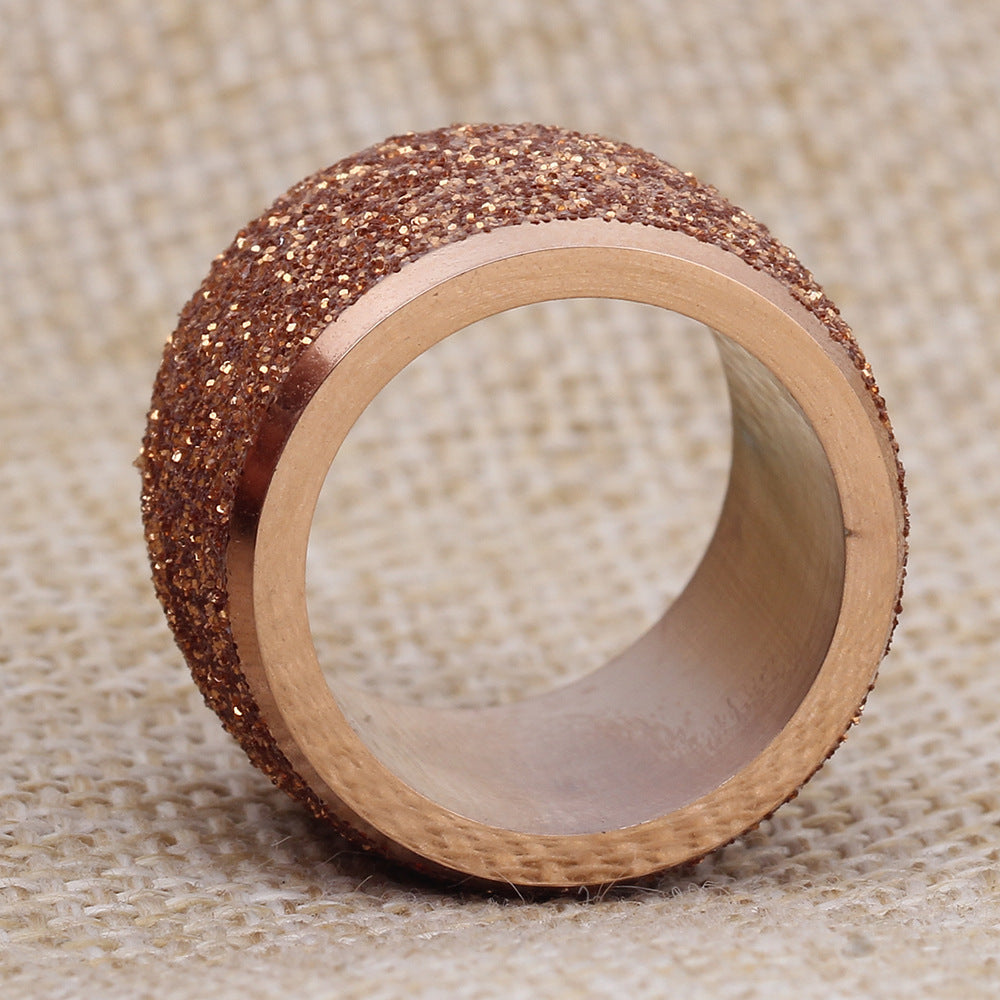 Womens Titanium Steel Frosted Ring Fashion Accessory