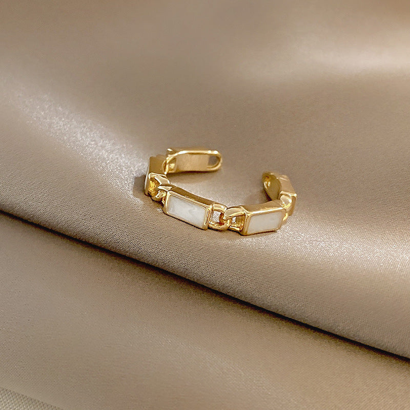 Copper Geometric Ring Adjustable Opening Retro Style For Women Lightweight Fashion Jewelry Gift Sleek Everyday Accessory