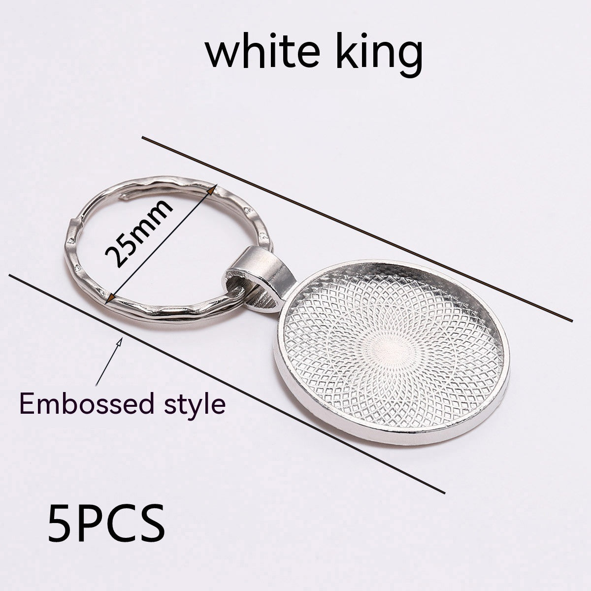 Metal Key Ring Pendants 5 Piece Pack Nickel Free Keychains Southeast Asian Decor Charms Embossed White K Antique