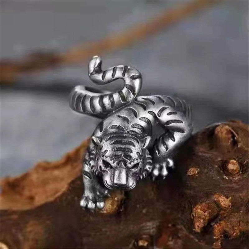 Year of the Tiger Ring Silver Plated Minimalist Electroplated Fashion Accessory Durable Modern Elegant Jewelry