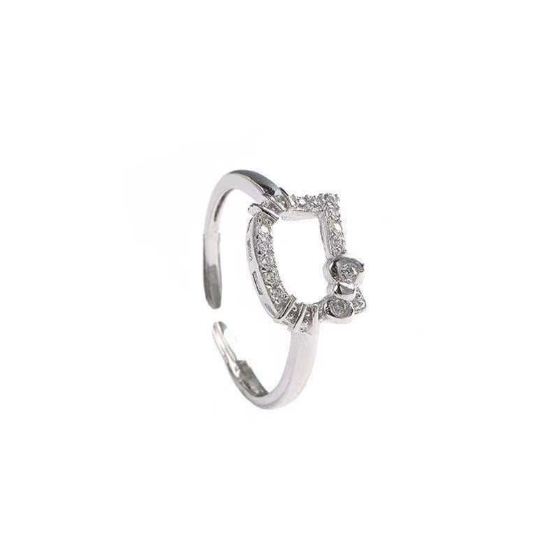 Unisex Cat Head Ring Adjustable Cartoon Animal Ring Electroplated Alloy Fun Ring Fashionable Statement Jewelry