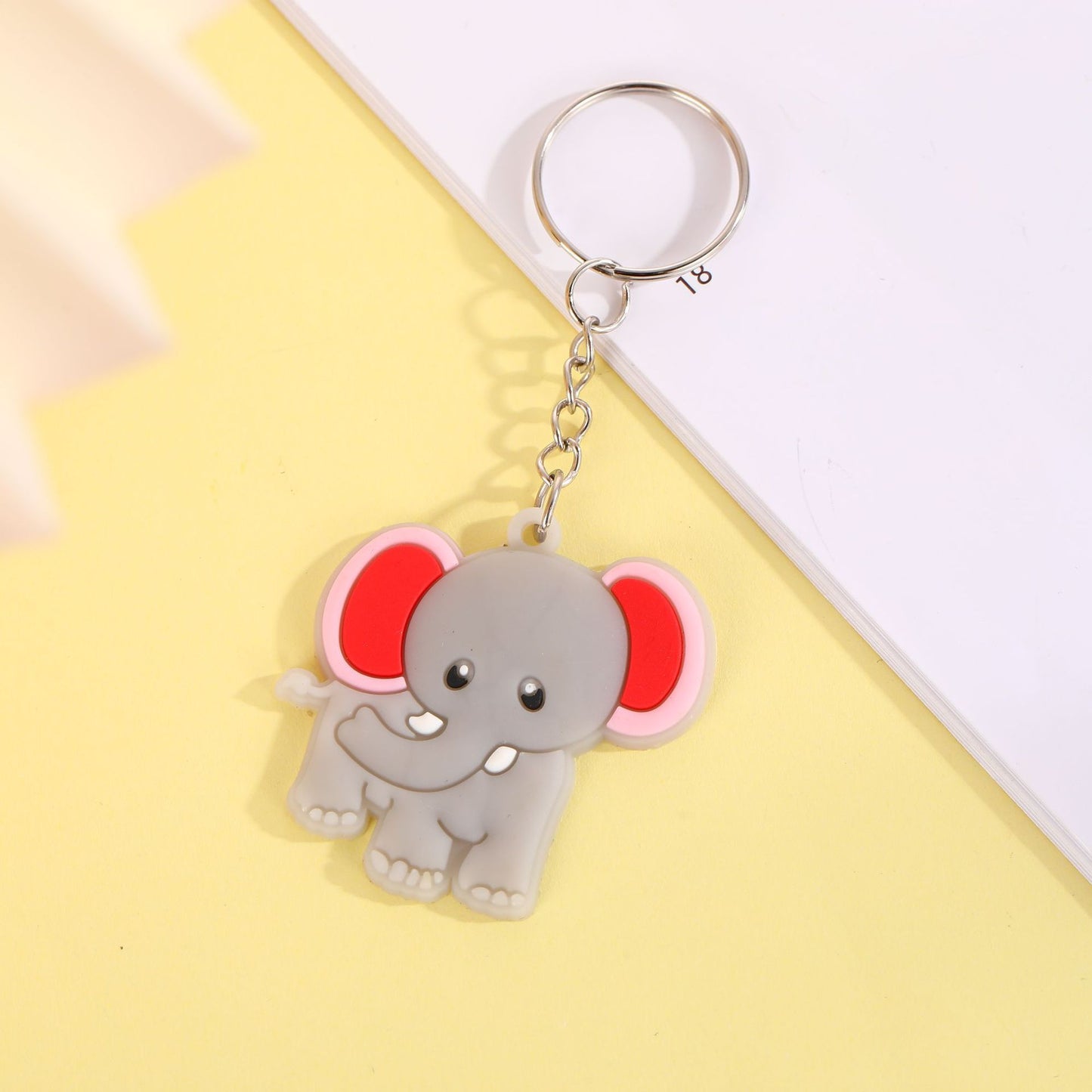 Animal Keychains Soft PVC Rubber Cartoon Keyrings Panda Elephant Cow Bear Lion Penguin Ladybug Bag Charm Plush