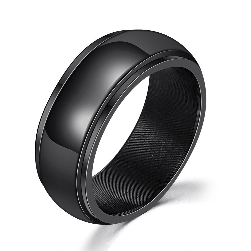 Mens Stainless Steel Ring Rotating Double Spinner Band Floral Design Durable Metal Ring For Men Fashion Modern