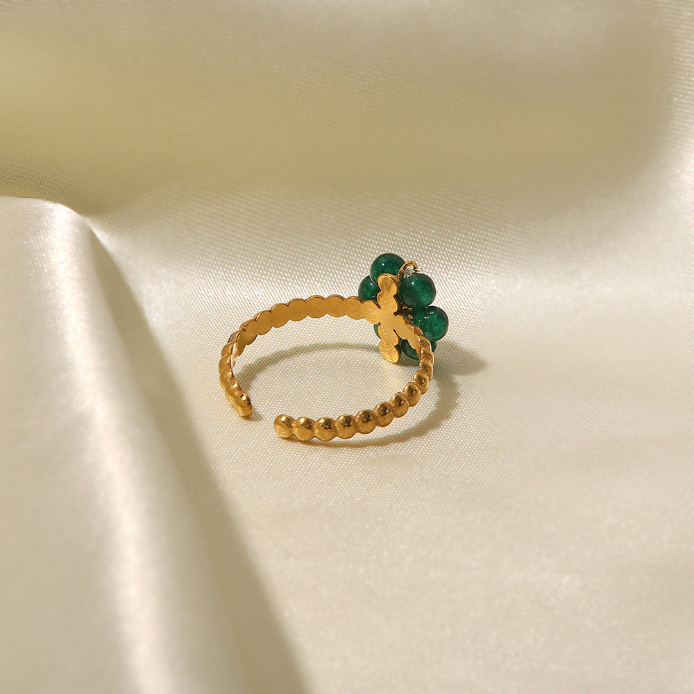 Womens Geometric Gemstone Ring Stainless Steel Gold Tone Fashion Jewelry For Daily Wear Durable And Versatile Elegant