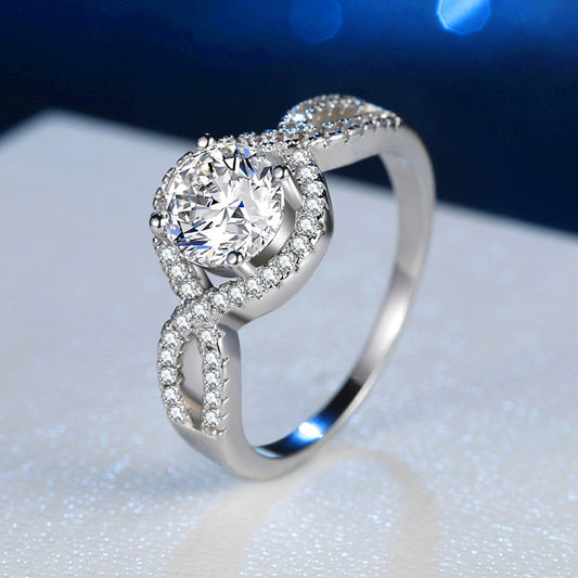 Zircon Moissanite Ring for Women Fashion Wedding Bride in White Copper Nepalese Style with Elegant Shine Today