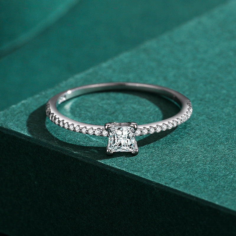 Womens Ring Sterling Silver 925 Micro Setting Gold Plated Artificial Gemstones Lightweight Jewelry Inlay Style