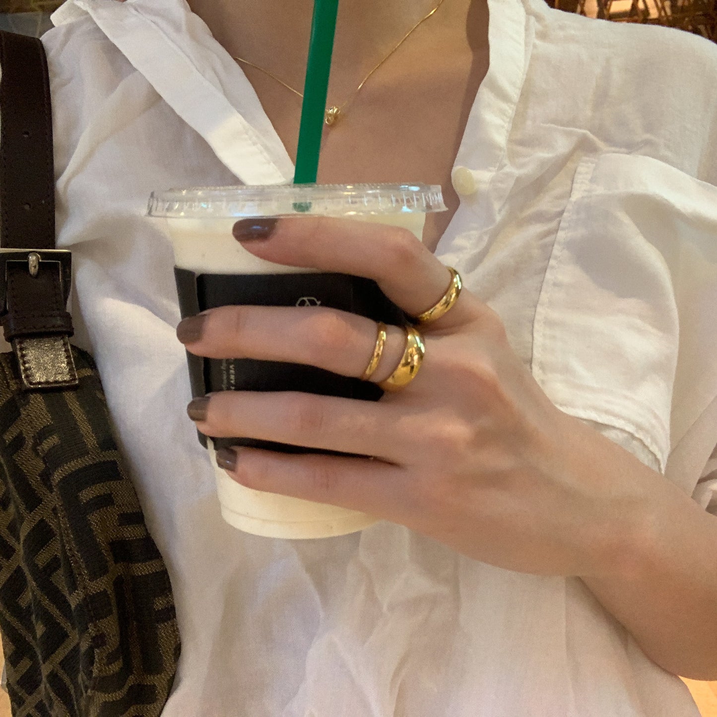 Womens Stainless Steel Ring Electroplated Golden Arc Fashion Jewelry Gift For Her Elegant Accessory Style Chic