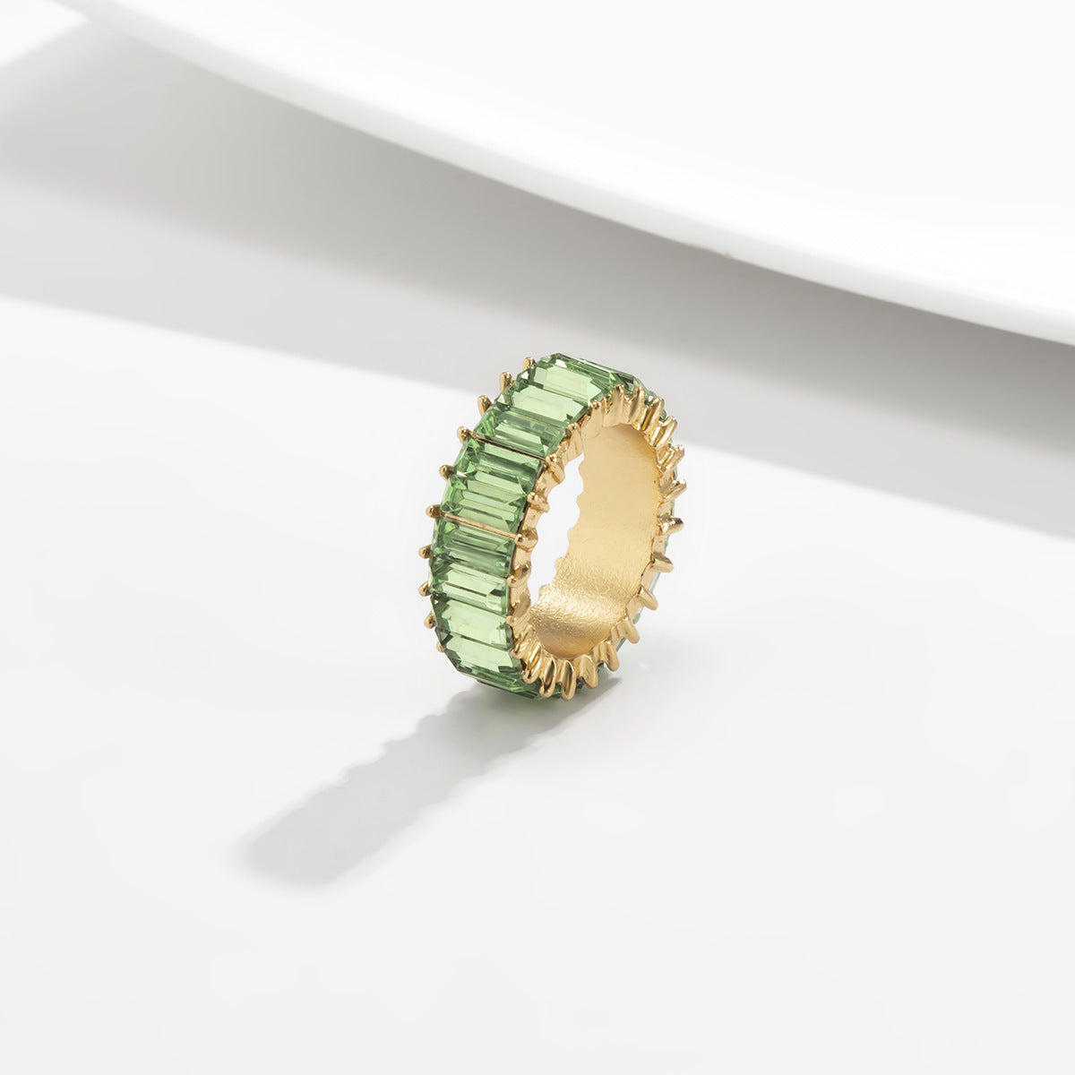 Womens Geometric Alloy Ring Sparkling Square Zircon Inlay Electroplated Finish Fashion Jewelry Ring ForYou Her