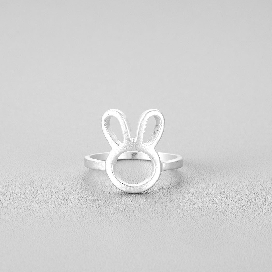 Unisex Rabbit Head Ring Electroplated Alloy Fashion Lightweight Tail Ring Gold Or Silver Gift Birthday Birthday