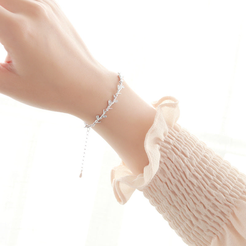 Copper Leaf Bracelet With Adjustable Chain Nature Inspired