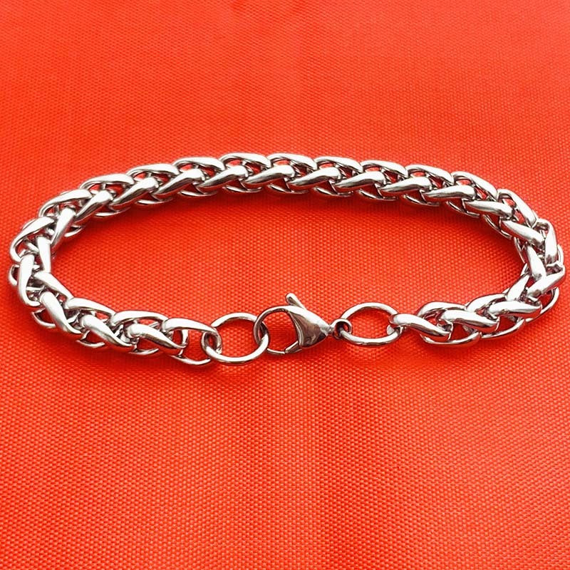 Womens Fashion Bracelet Exaggerated Tassel Design Thick Chain With Flora Detail In Silver Titanium Steel Shine