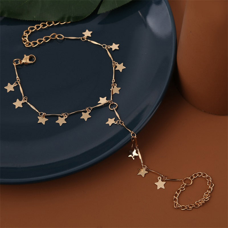 Womens Star Finger Chain Bracelet Alloy Electroplated Bracelet Star Shape Hand Chain Shape Fashionable Bracelet