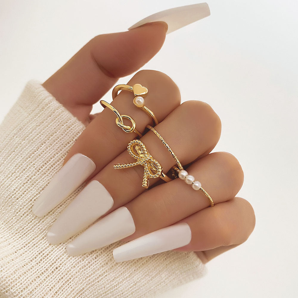 Butterflies Ring Set 22 Piece Geometric Alloy Rings Electroplating And Environmentally Friendly Color Retention