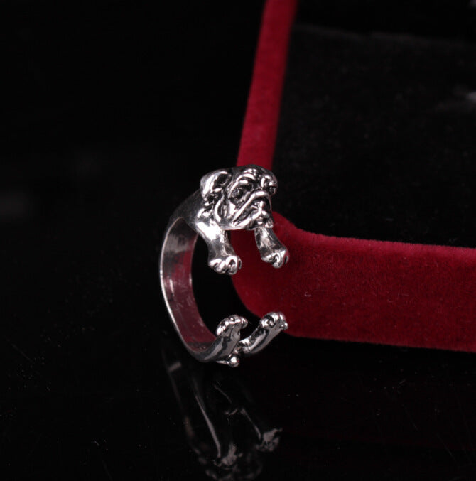 Geometric Dog Rings For Women And For Men Alloy Fashion Jewelry Pug Dog Shar Pei Pet Lovers Rings Rings Lovers
