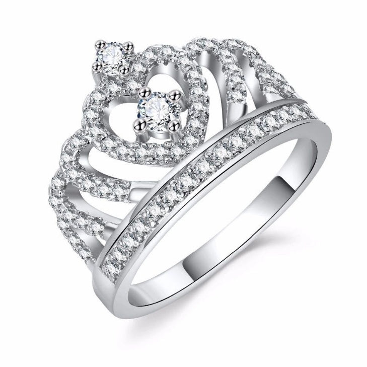 Crown Zircon Geometric Ring Gold Plated Elegant Jewelry