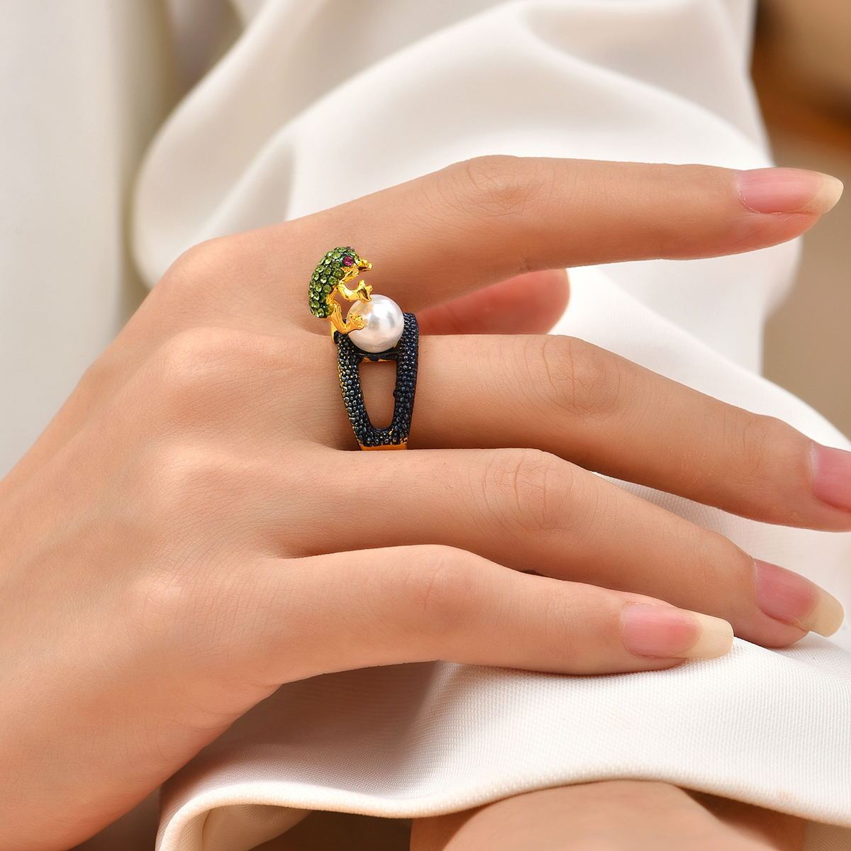 Treasure Hunt Frog Ring Diamond Alloy Band Unisex Jewelry Accessory For Everyday Wear Daily Style And Comforts