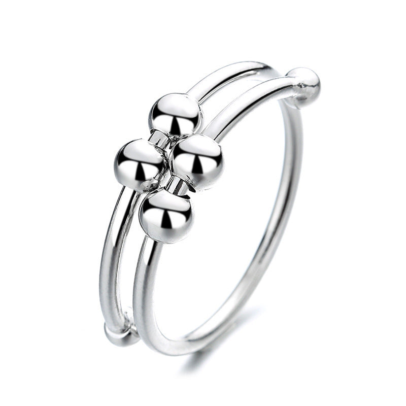 Geometric Beaded Alloy Rings Adjustable Opening For Women And Men Elegant Simple Design Individually Packed Employee