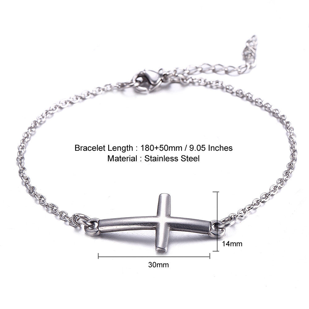 Womens Stainless Steel Cross Bracelet Electroplated Anniversary Gifts Celebration Present Individually Packaged