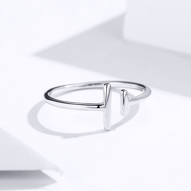 Ring S925 Sterling Silver White Gold Plated Banding Elegant Fashionable Lightweight Parallel Lines Design Ring