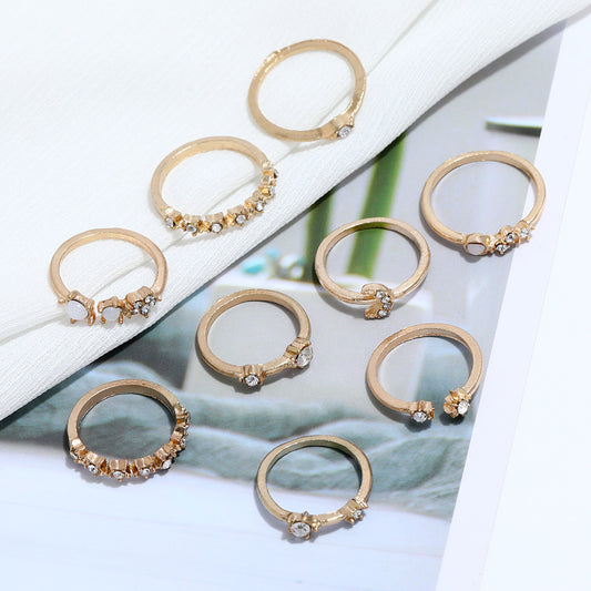 Celestial Star Moon Ring Set Alloy Jewelry Jade Imitation Gem Gift For Her Women And Girls Celestial Style Joy