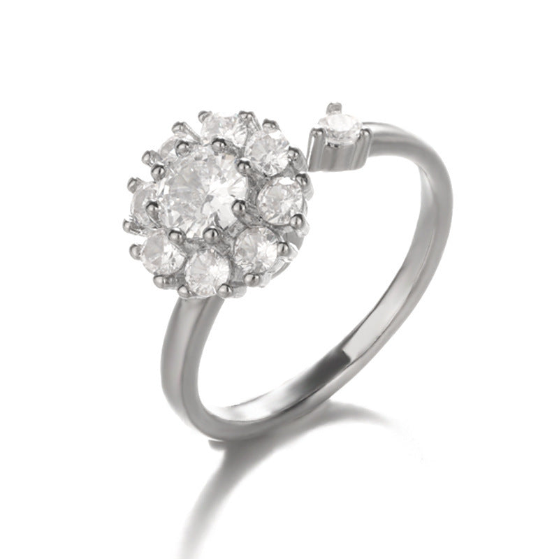 Womens Ring Time Copper Flower Adjustable Opening Gold 1 Platinum 1 Gold 2 Platinum 2 Gold 3 Platinum 3 Platinum 4